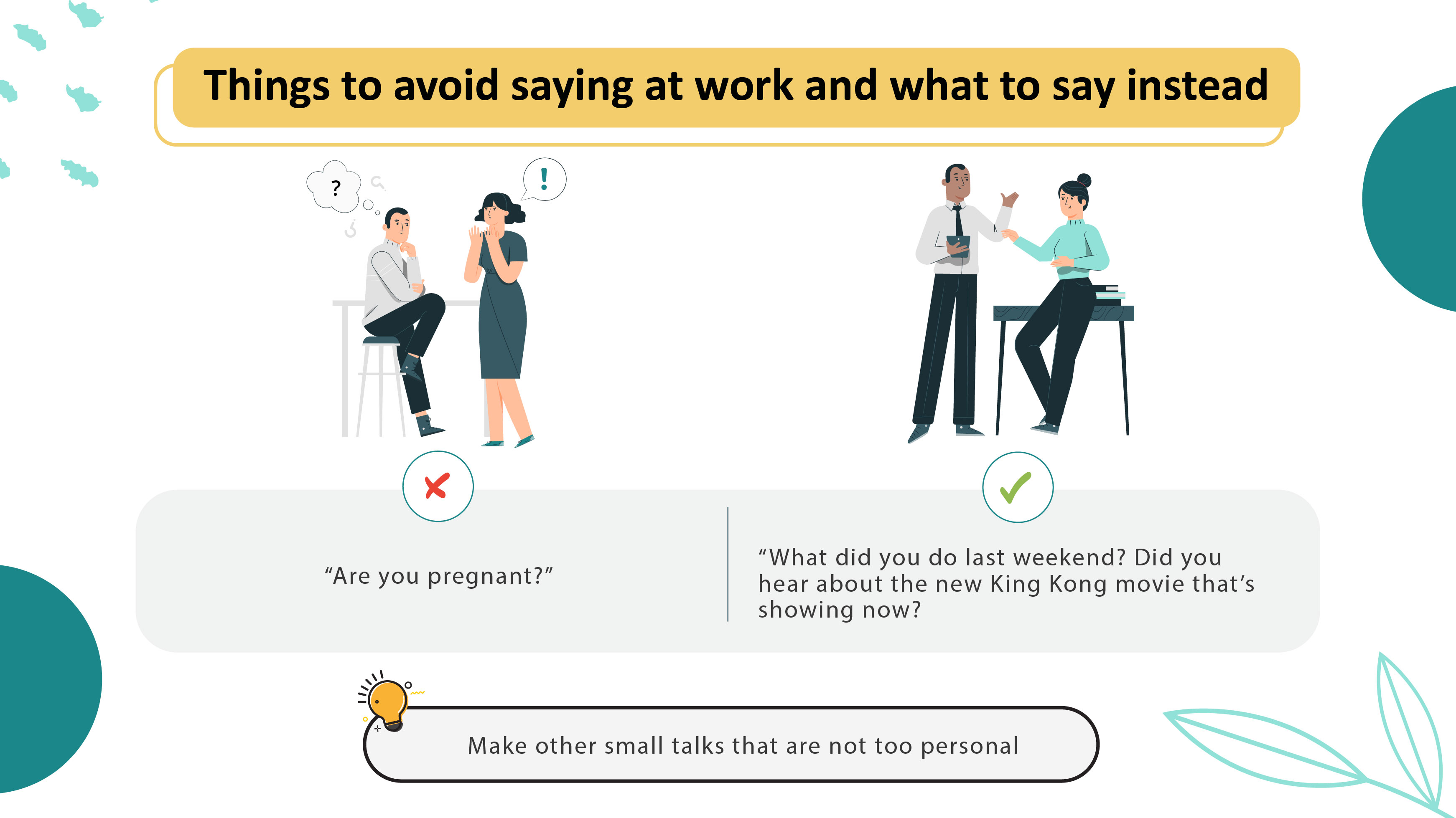 7 things to avoid saying at work, and what to say instead_Are you pregnant