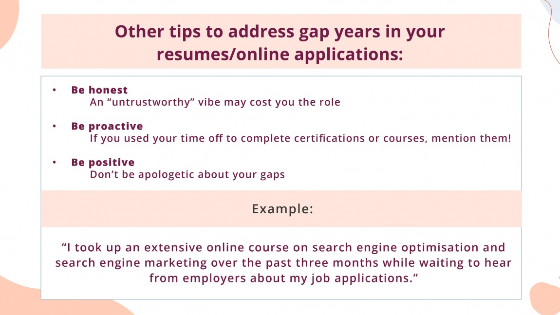 Explain gaps in your cover letter_4 other tips